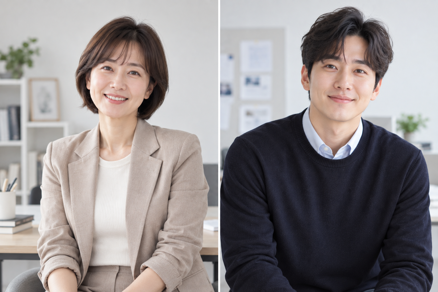 아이와 함께 웃고 있는 학습자